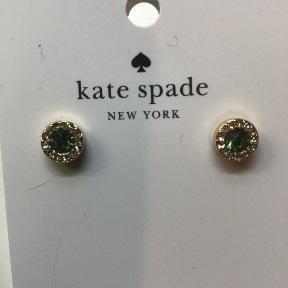 Kate Spade New Emerald and Rhinestone Earrings - Picture 1 of 3